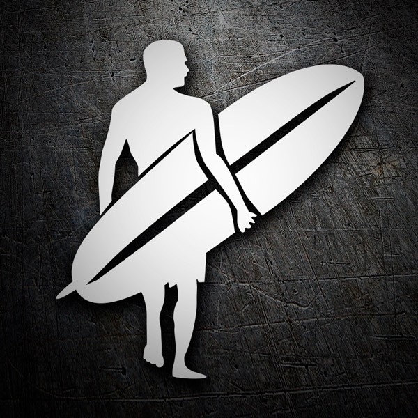 Pegatinas: Surfista en la orilla