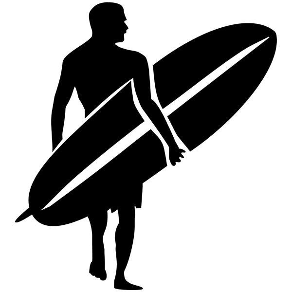 Pegatinas: Surfista en la orilla