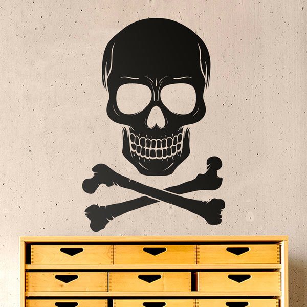 Vinilos Decorativos: Calavera con Huesos Cruzados Estilo Pirata