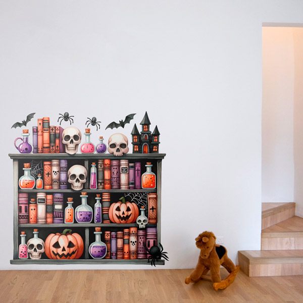 Vinilos Decorativos: Estantería de hechizos Halloween