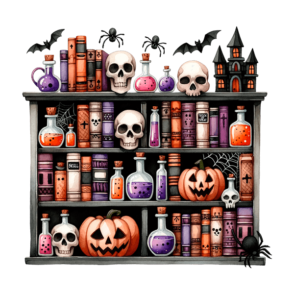 Vinilos Decorativos: Estantería de hechizos Halloween