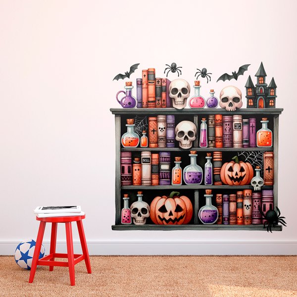 Vinilos Decorativos: Estantería de hechizos Halloween