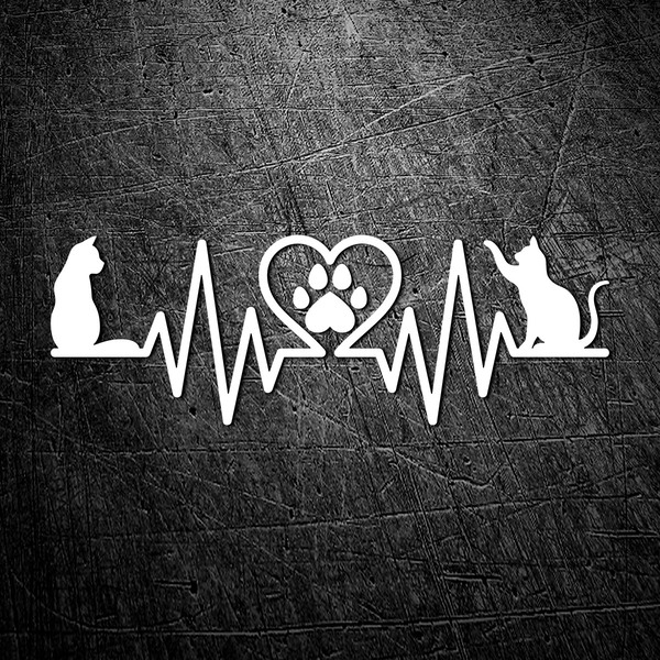 Pegatinas: Amor por los gatos Cardiograma