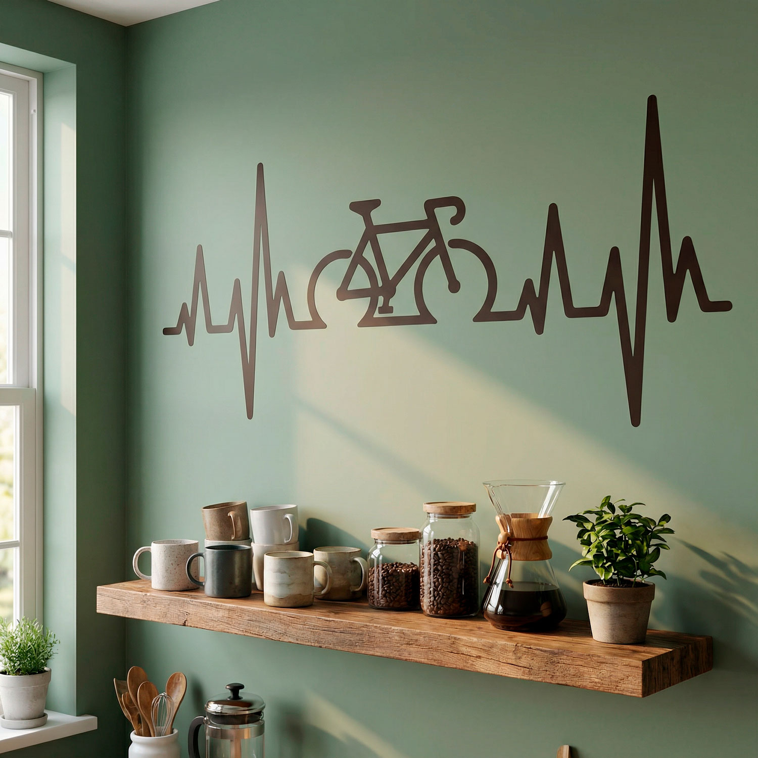 Vinilos Decorativos: Electrocardiograma Bicicleta Carretera