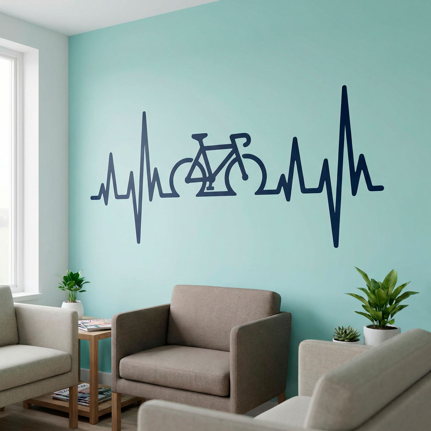 Vinilos Decorativos: Electrocardiograma Bicicleta Carretera