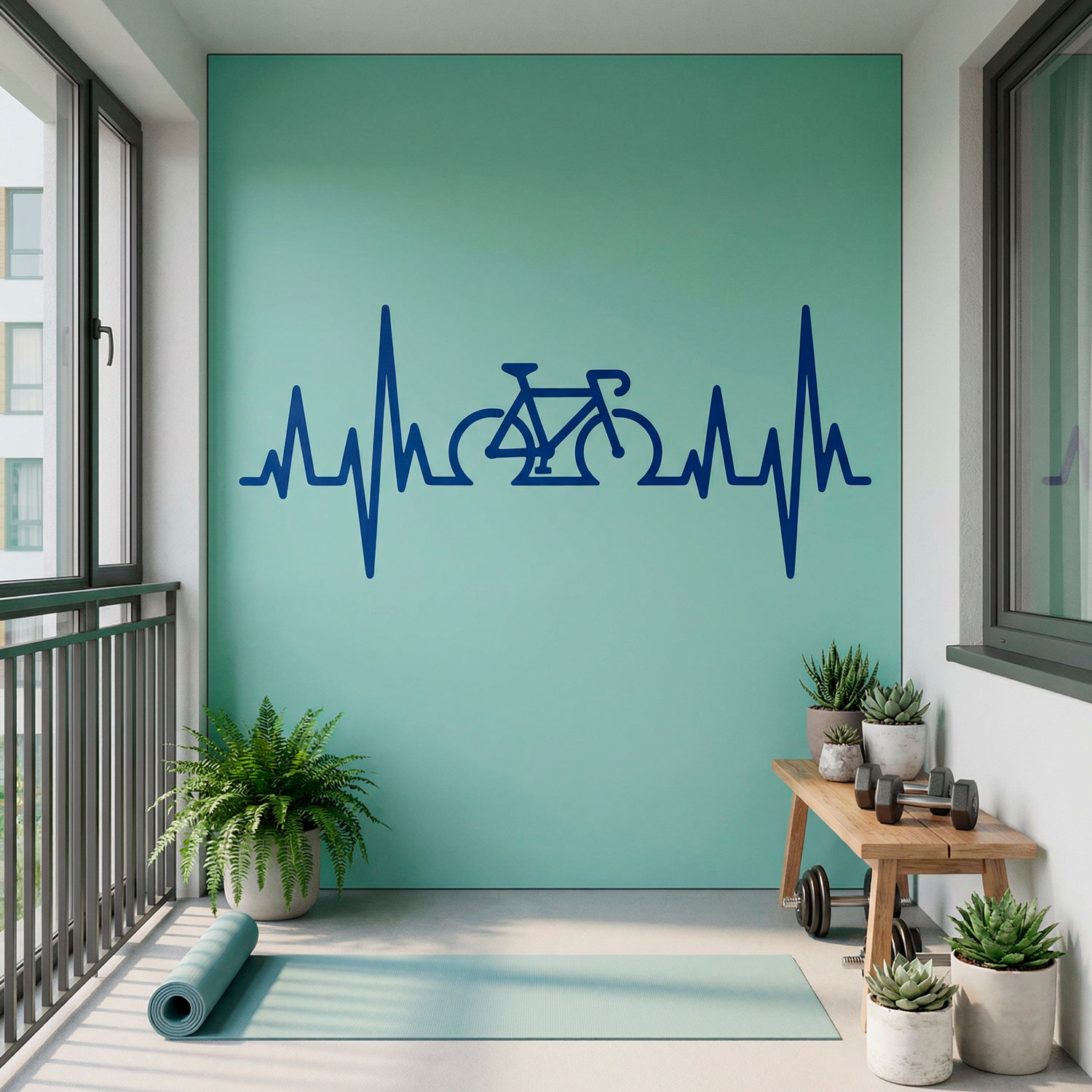 Vinilos Decorativos: Electrocardiograma Bicicleta Carretera
