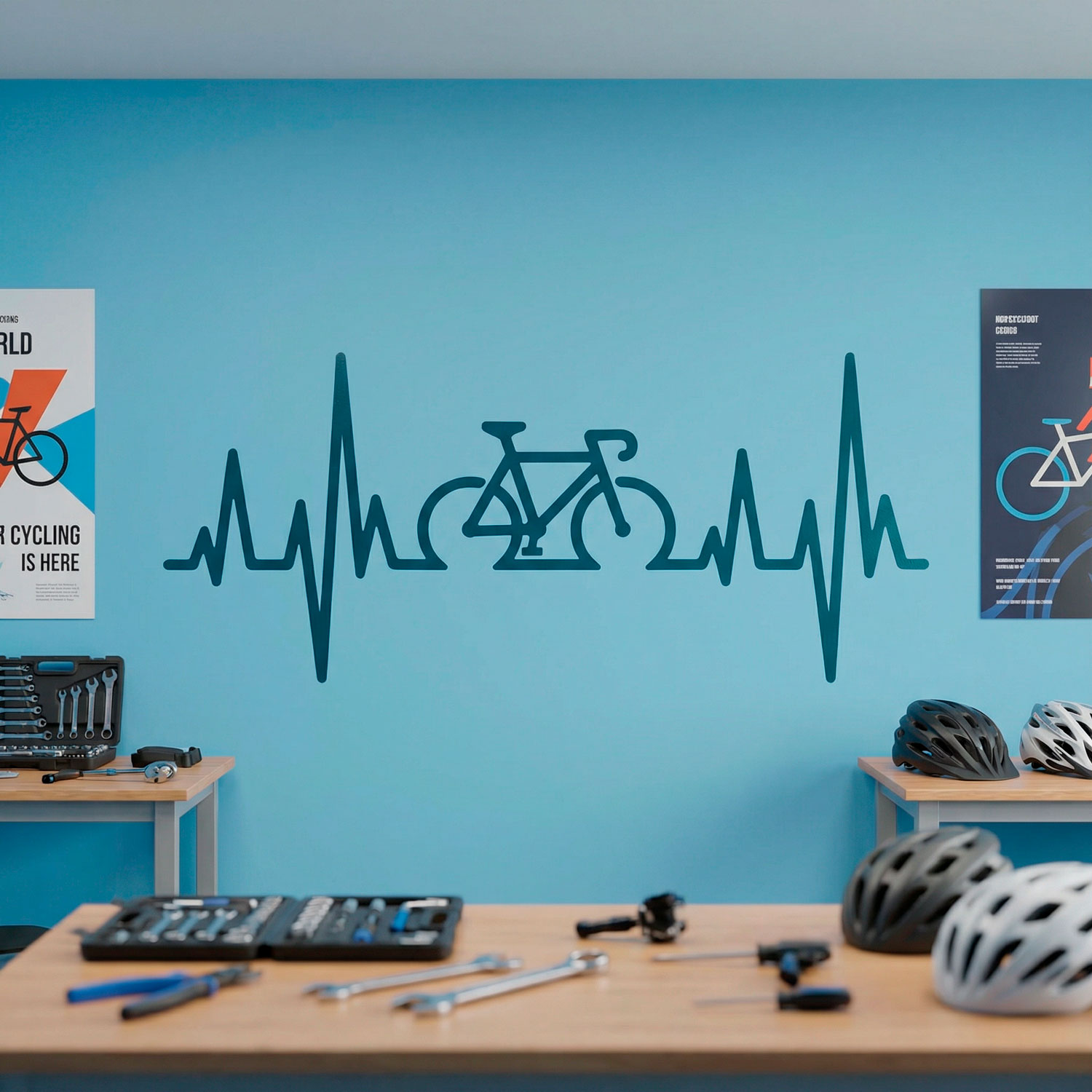 Vinilos Decorativos: Electrocardiograma Bicicleta Carretera