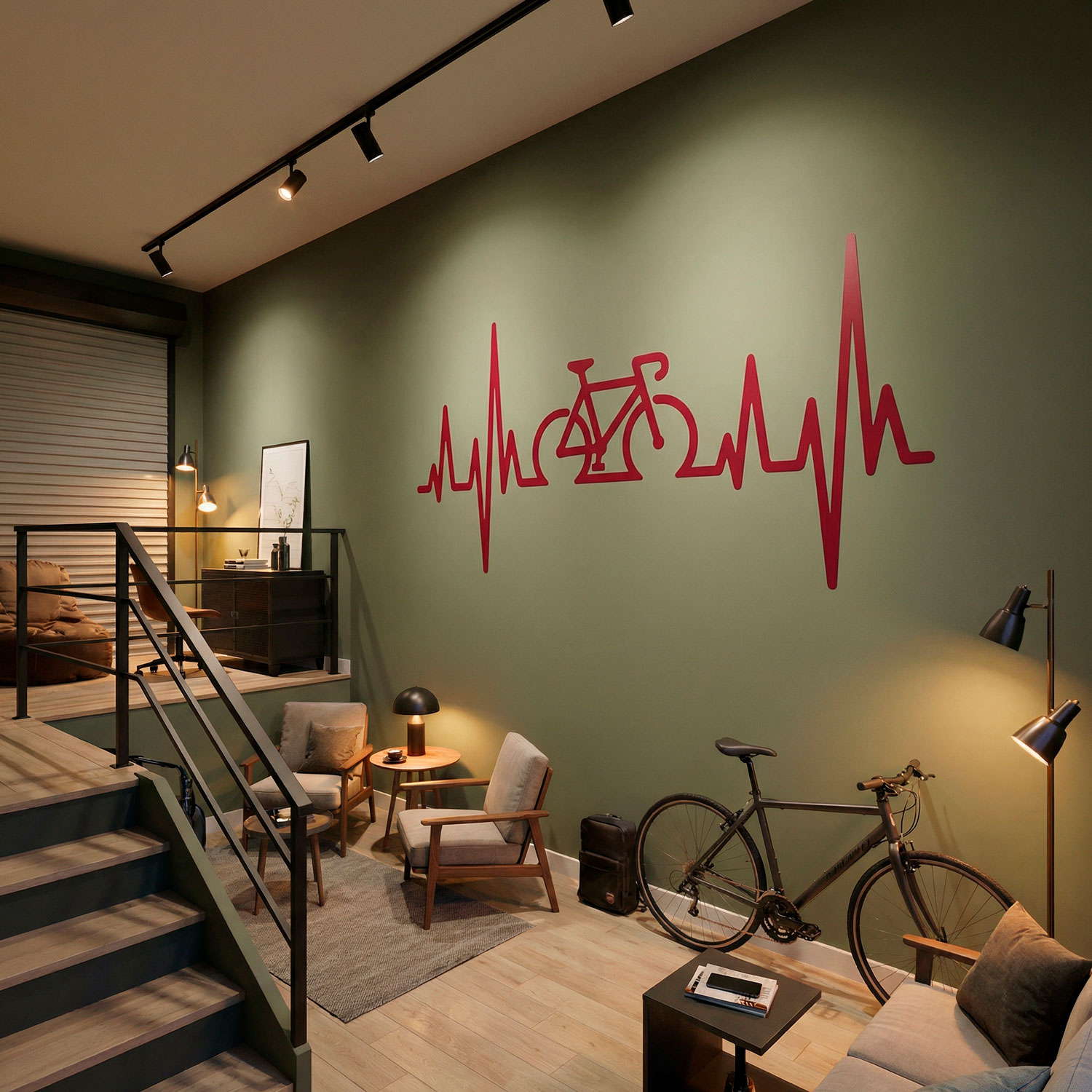 Vinilos Decorativos: Electrocardiograma Bicicleta Carretera