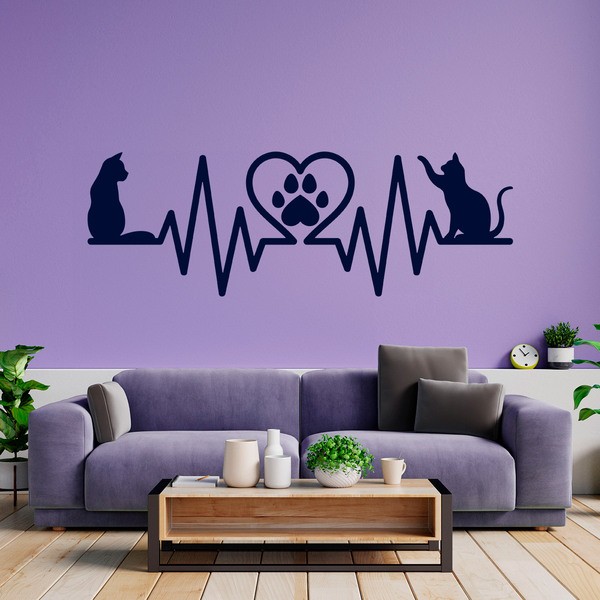 Vinilos Decorativos: Electrocardiograma Gatos