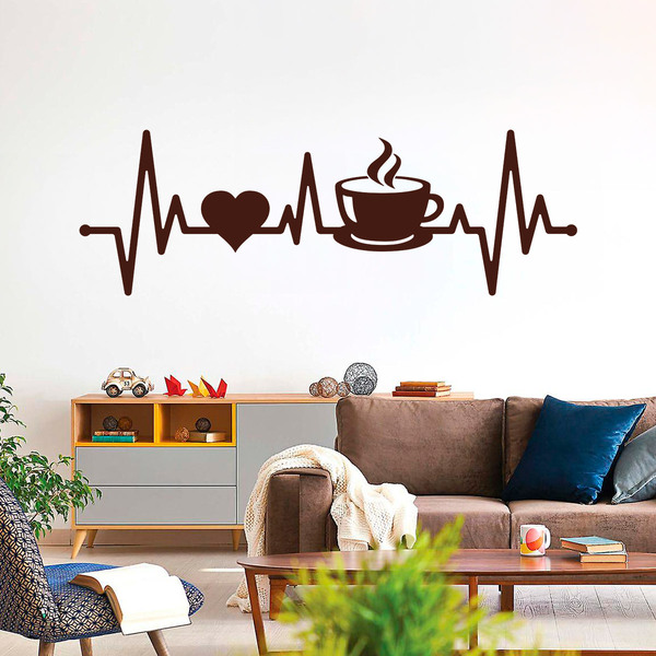 Vinilos Decorativos: Electrocardiograma Café