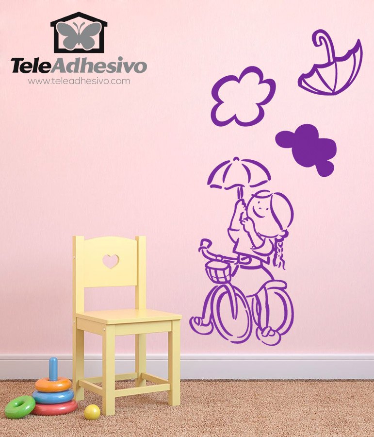 Vinilos Infantiles: Niña en bicicleta