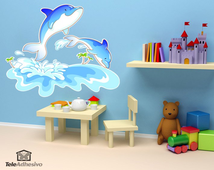 Vinilos Infantiles: Delfines y olas