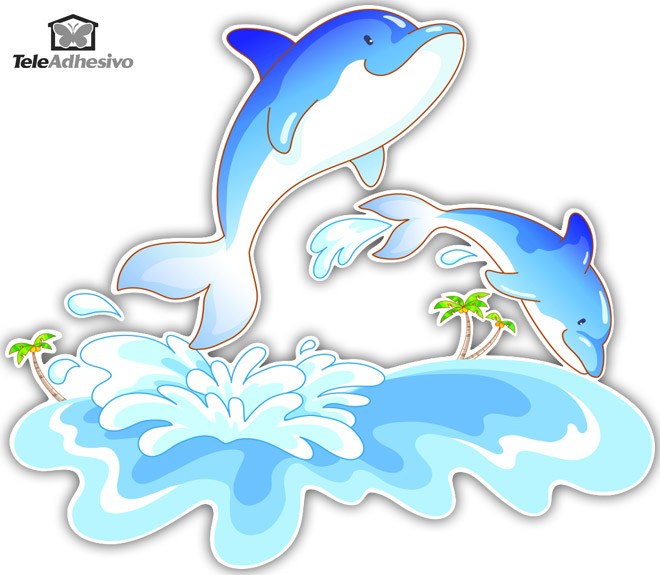 Vinilos Infantiles: Delfines y olas