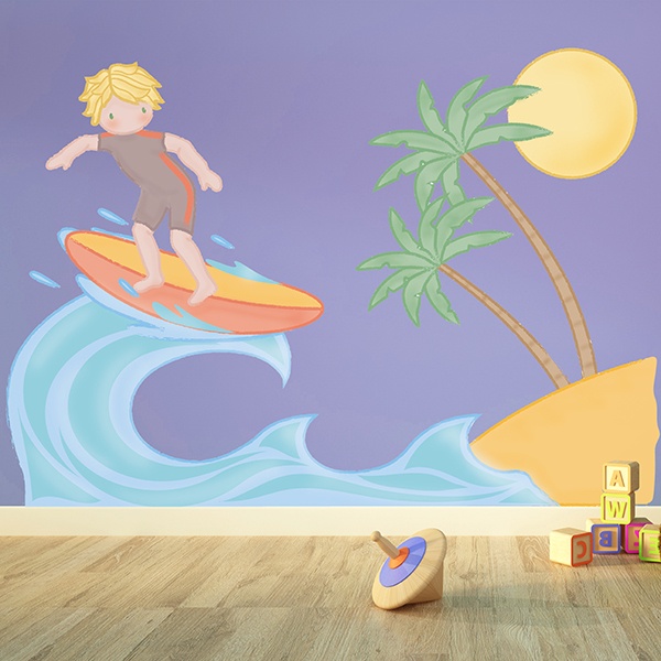 Vinilos Infantiles: Surf junto a la playa