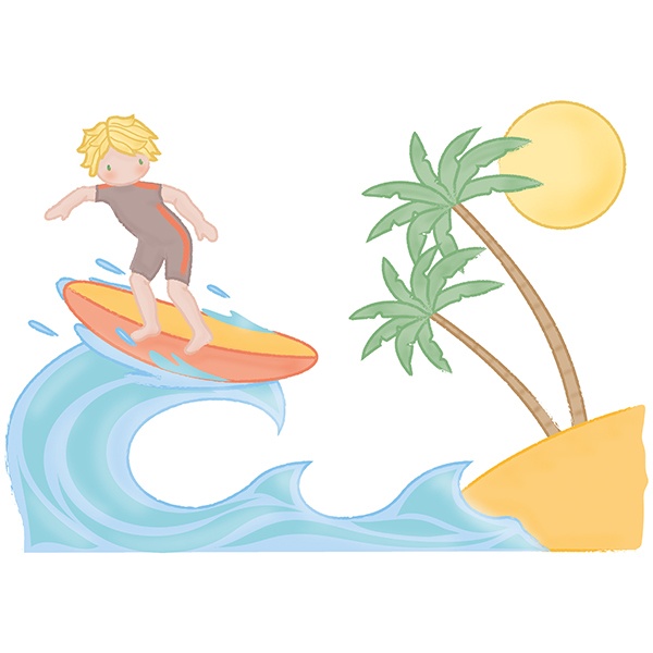 Vinilos Infantiles: Surf junto a la playa