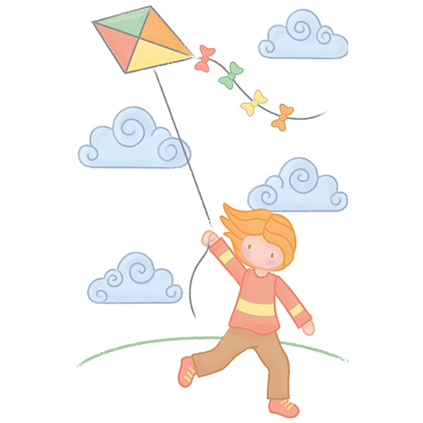 Vinilos Infantiles: Niña volando la Cometa