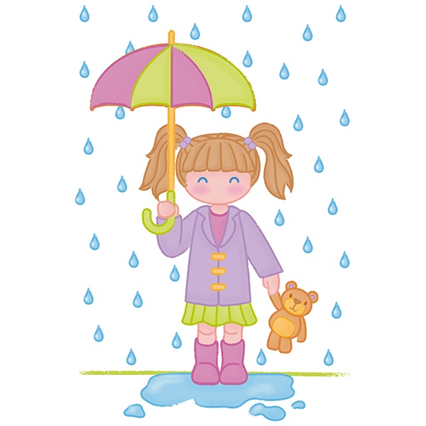 Vinilos Infantiles: Niña bajo la lluvia