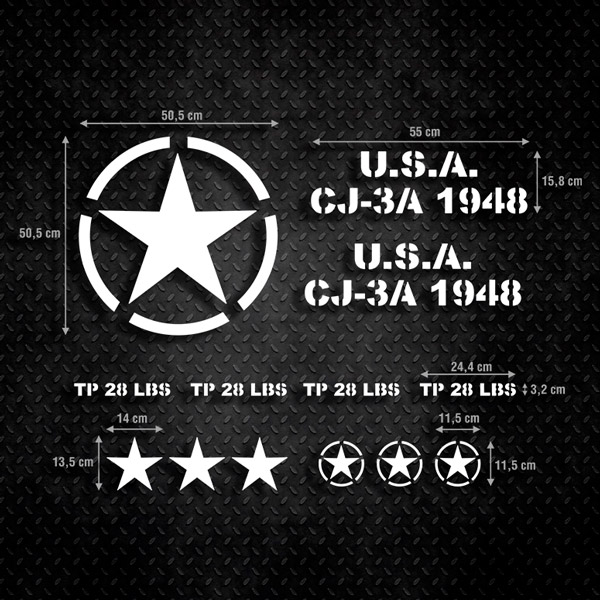Pegatinas: Set 13X para Jeep Army Star