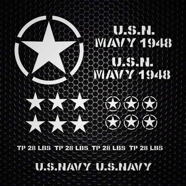 Pegatinas: Set 22X Pegatinas para Jeep US Army