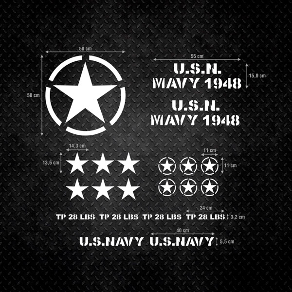 Pegatinas: Set 22X Pegatinas para Jeep US Army