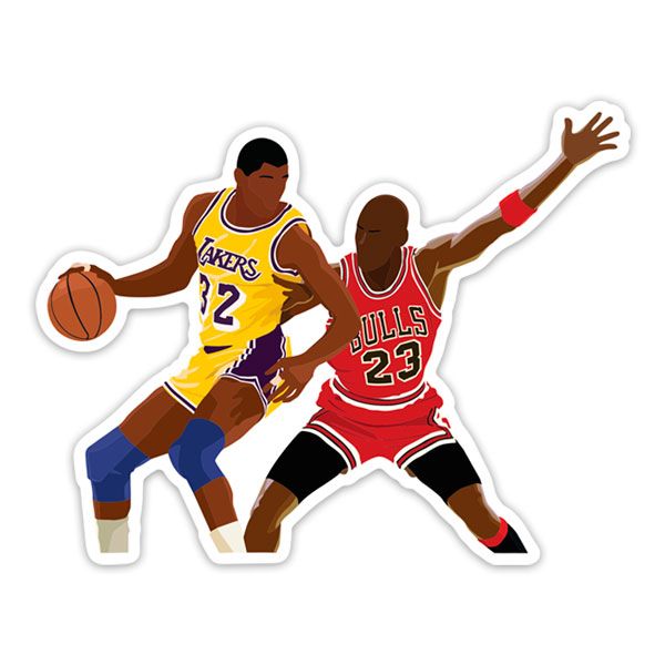 Pegatinas: Michael Jordan contra Magic Johnson