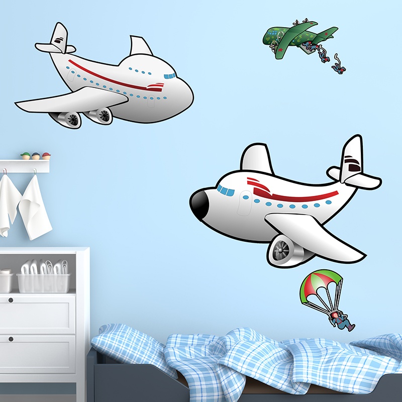 Vinilos Infantiles: Aviones y paracaidistas