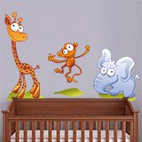 Vinilos Infantiles: Zoo, un monito, una jirafa y un elefante 6
