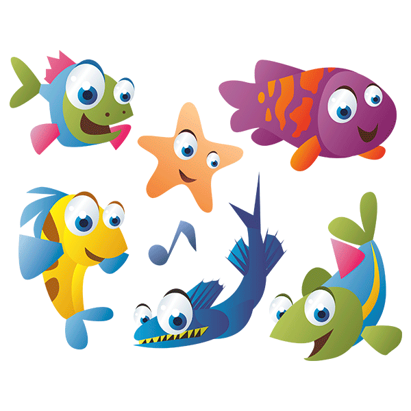 Vinilos Infantiles: Kit Acuario peces de colores