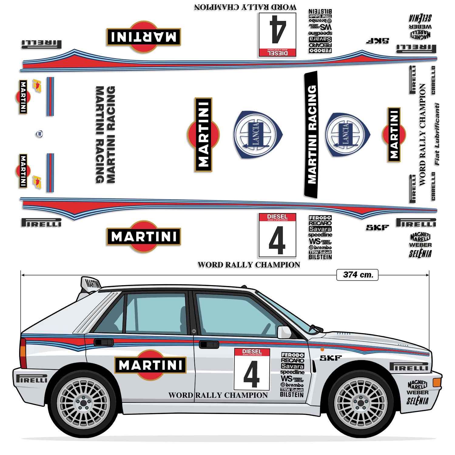 Pegatinas: Kit de vinilos Lancia Delta Integrale Martini 3