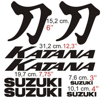 Pegatinas: Suzuki Katana con letra japonesa