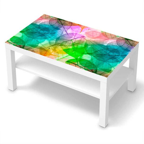 Vinilos Decorativos: Mesa Ikea Lack Hojas Multicolor