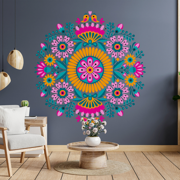 Vinilos Decorativos: Mandala Pájaros y flores