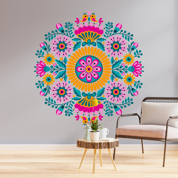 Vinilos Decorativos: Mandala Pájaros y flores