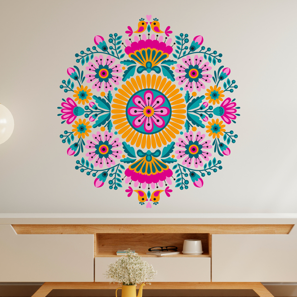 Vinilos Decorativos: Mandala Pájaros y flores