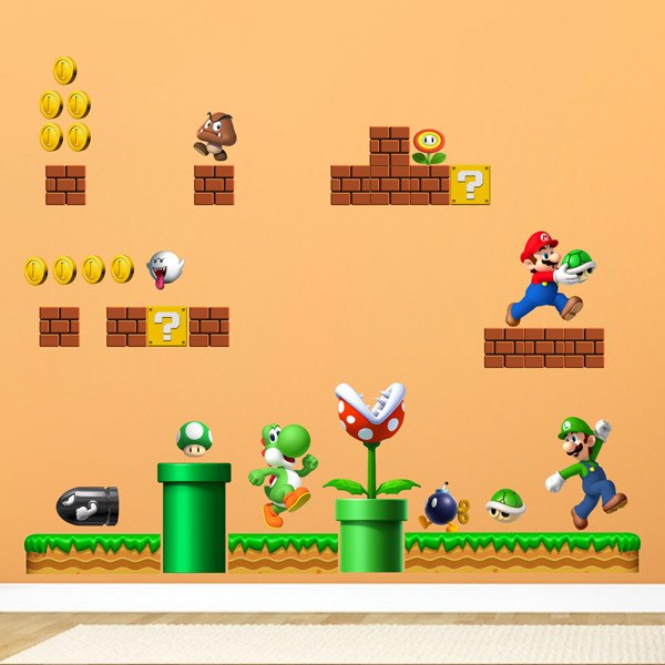 Vinilos Infantiles: Set 38X Mario Bros Reino Champiñón