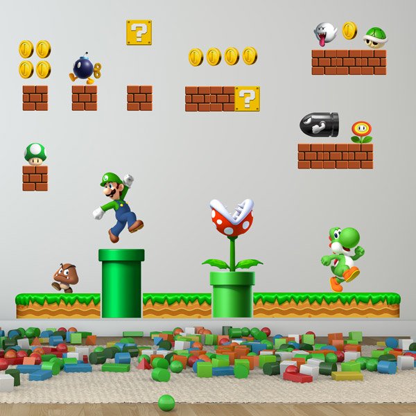 Vinilos Infantiles: Set 38X Mario Bros Reino Champiñón