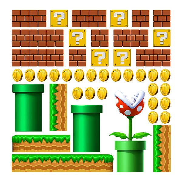 Vinilos Infantiles: Set 45X Mario Bros Crea tu Pantalla