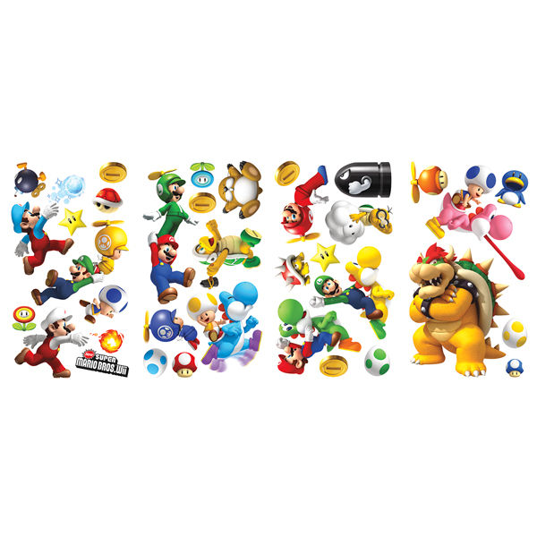 Vinilos Infantiles: Set 35X Super Mario Bros. Wii