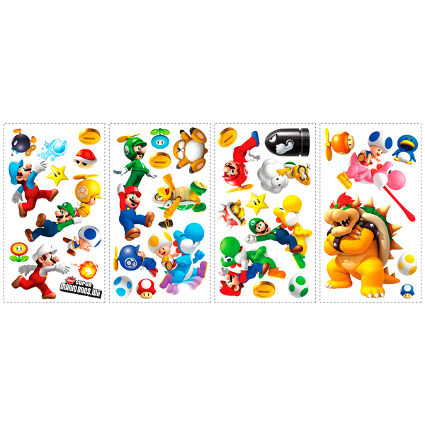 Vinilos Infantiles: Set 35X Super Mario Bros. Wii
