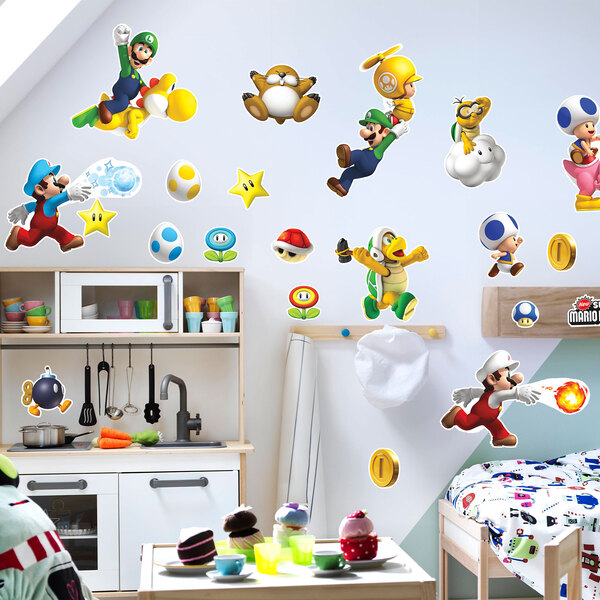 Vinilos Infantiles: Set 35X Super Mario Bros. Wii