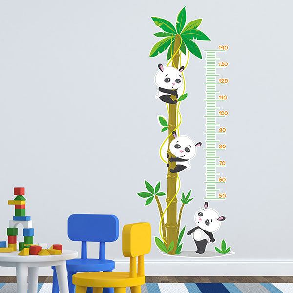 Vinilos Infantiles: Medidor Pandas en palmera 1