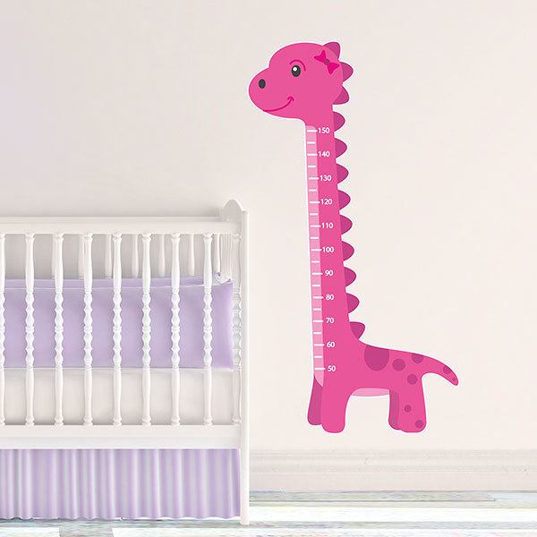 Vinilos Infantiles: Medidor Dinosaurio rosa