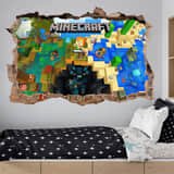 Vinilos Decorativos: Minecraft Agujero de Pared Biomas y Aventureros