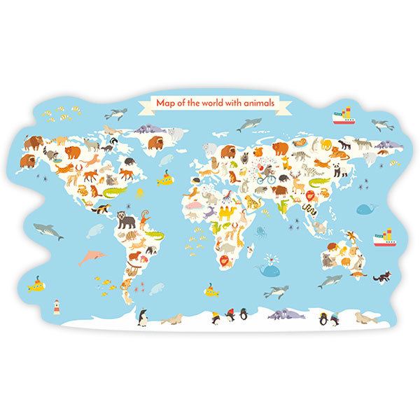 Vinilos Infantiles: Mapamundi con animales