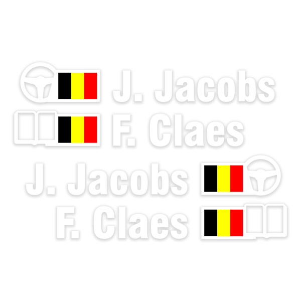 Pegatinas: Nombre y Bandera de B&eacute;lgica en Estilo Rally