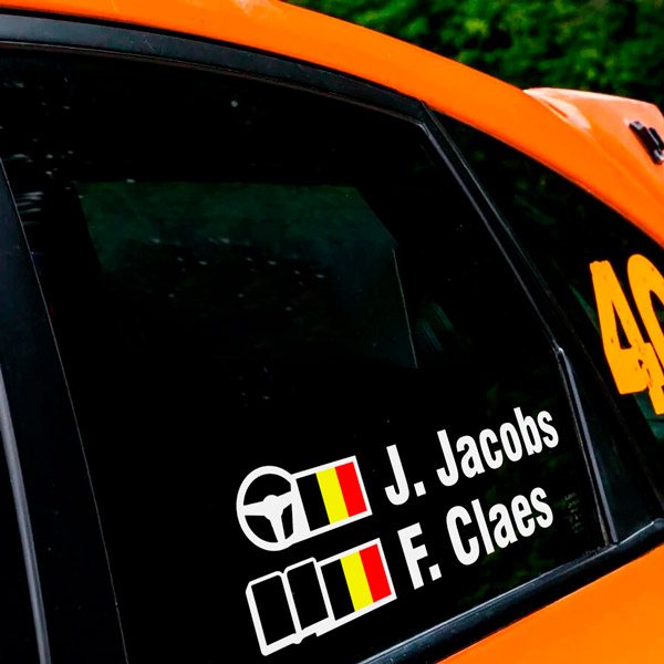 Pegatinas: Nombre y Bandera de B&eacute;lgica en Estilo Rally