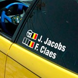 Pegatinas: Nombre y Bandera de B&eacute;lgica en Estilo Rally 5