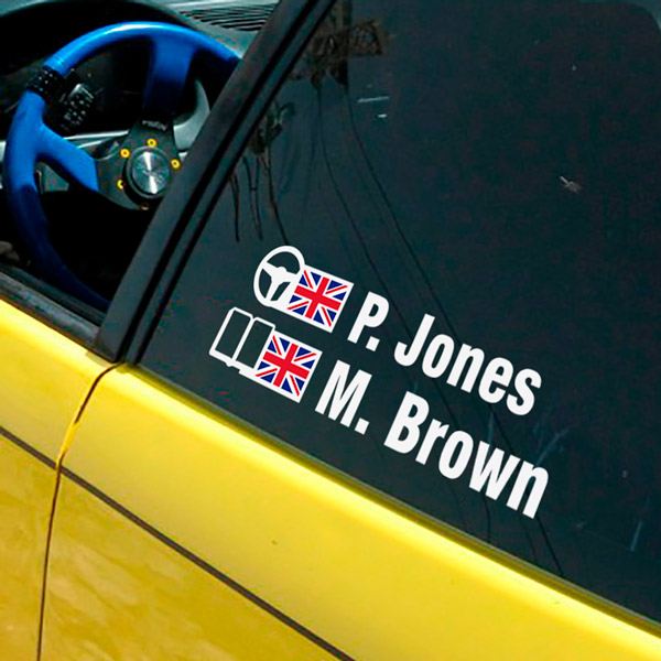 Pegatinas: Nombre y Bandera del Reino Unido Rally