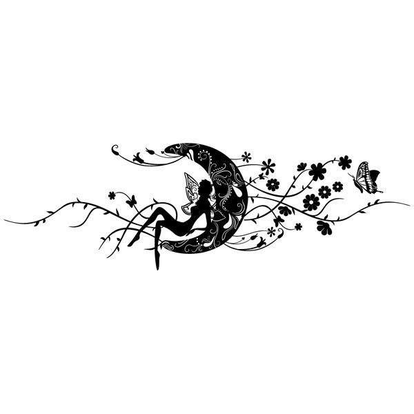 Vinilos Decorativos: Hada mágica sobre la luna floral
