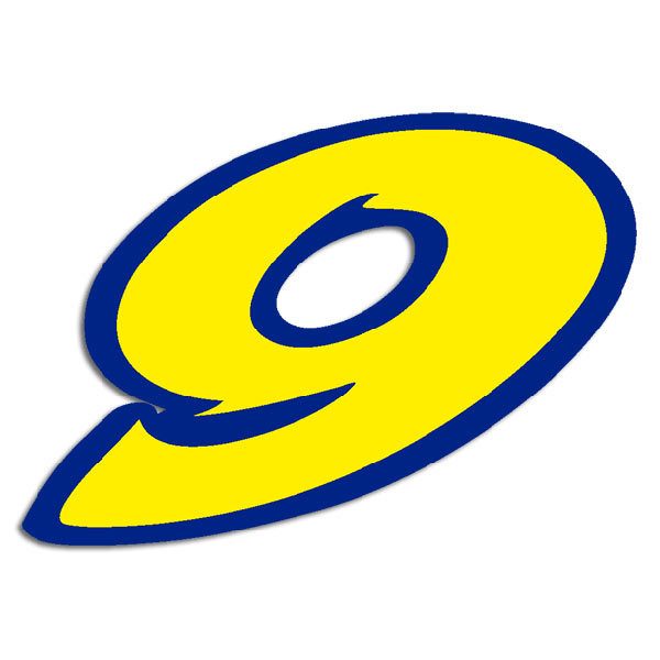 Pegatinas: Número 9 amarillo y azul oscuro
